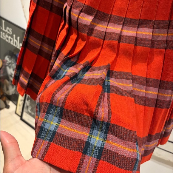 Vintage 60s Red Tartan Plaid Pleated Skirt - Picture 2 of 12